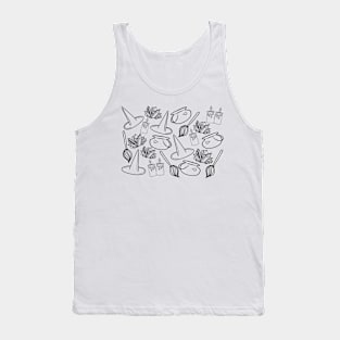 Witchy Cartoon Pattern (black and white), made by EndlessEmporium Tank Top